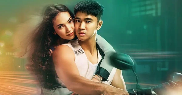 Theo and Ruza embrace on a motorcycle in "Theo & Ruza".